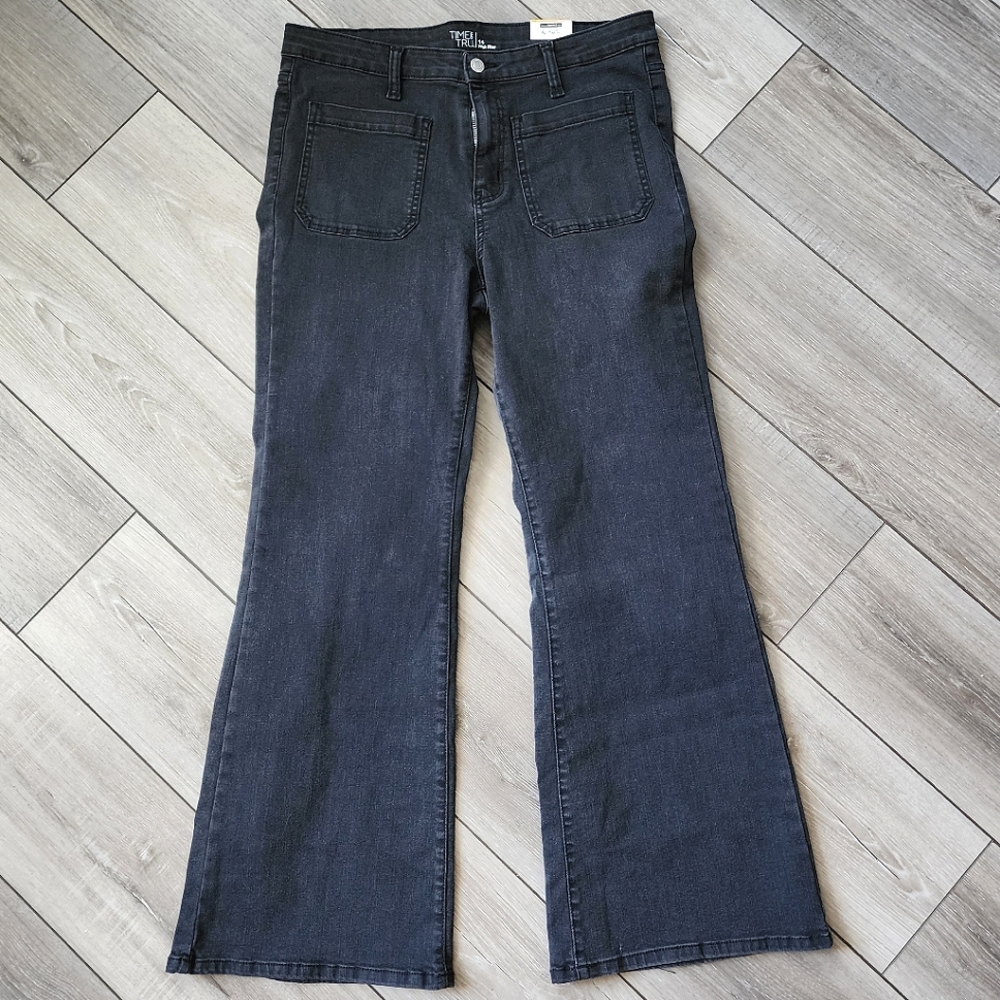 Time and Tru Women's Flare Jeans - Dark Gray